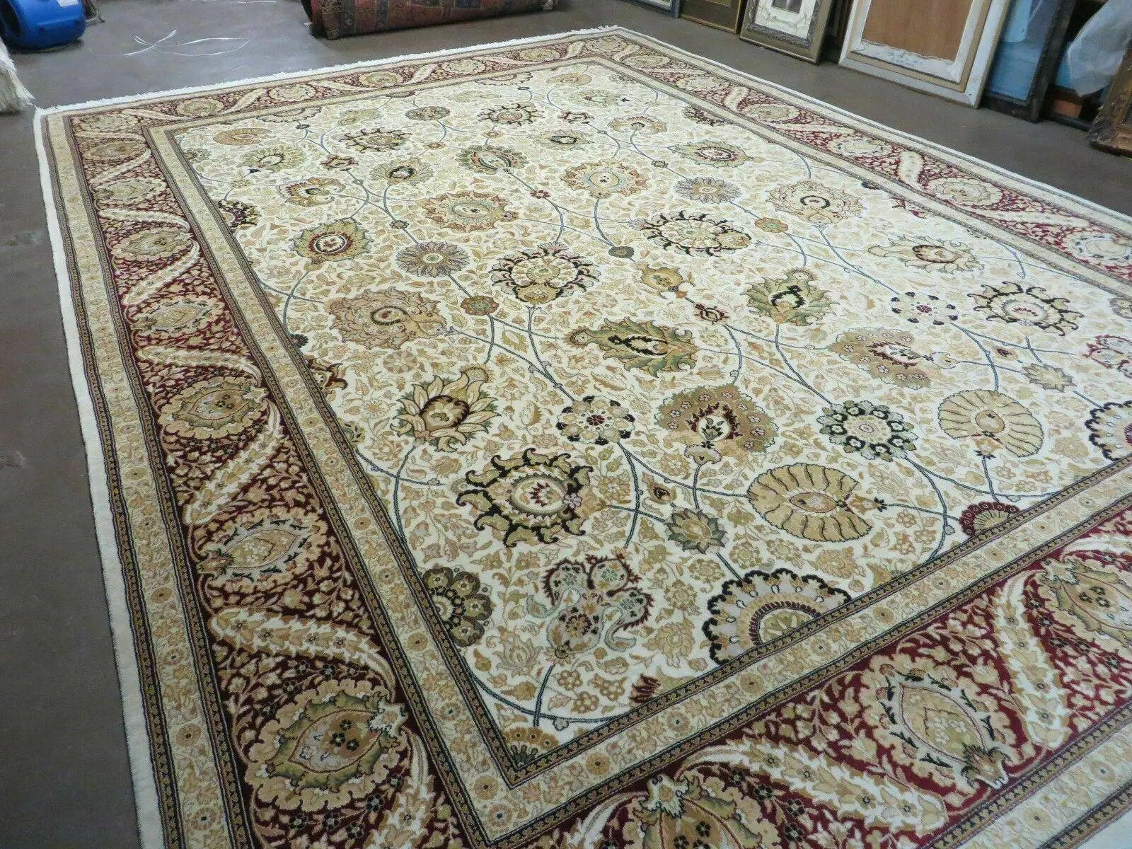 9' X 12' Vintage Handmade Wool Rug Pakistani Floral Design Nice Vegetable Dye by Jewel Rugs