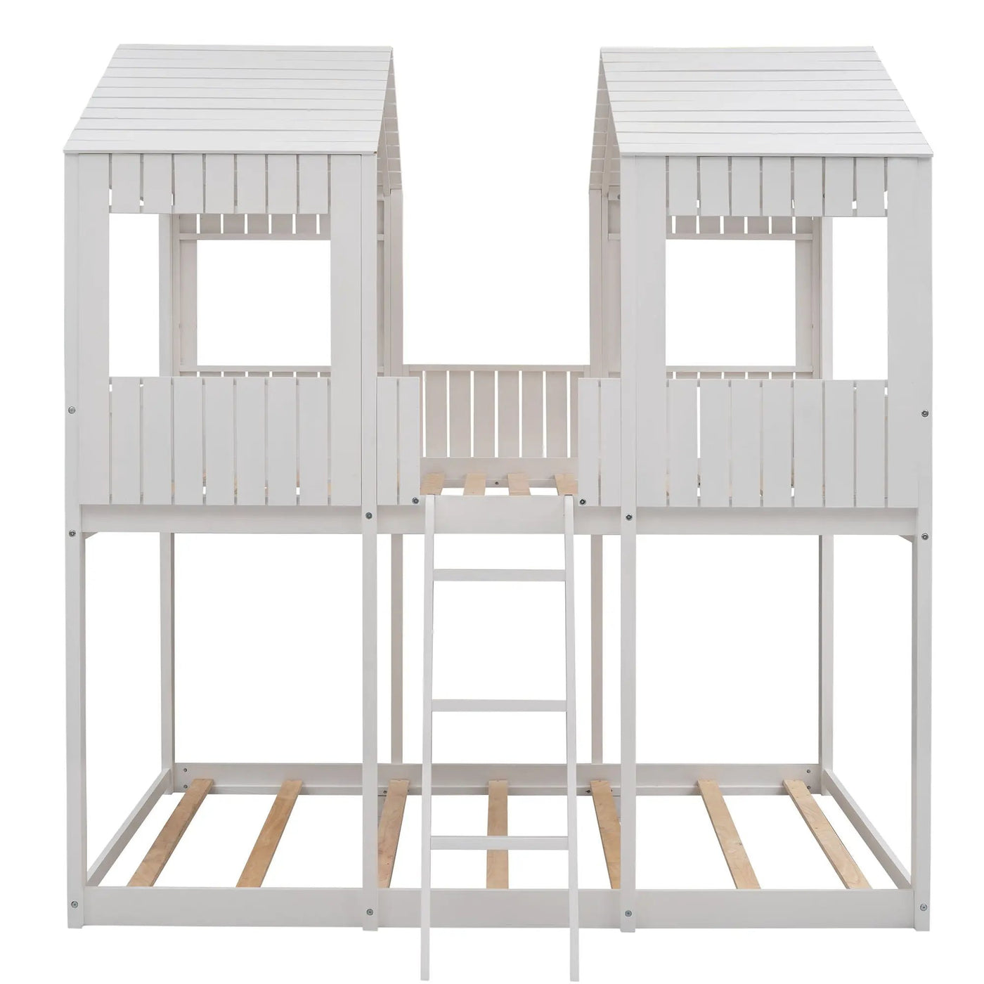 Bunk Bed With Roof, Window, Guardrail, Ladder by Unique Piece Furniture