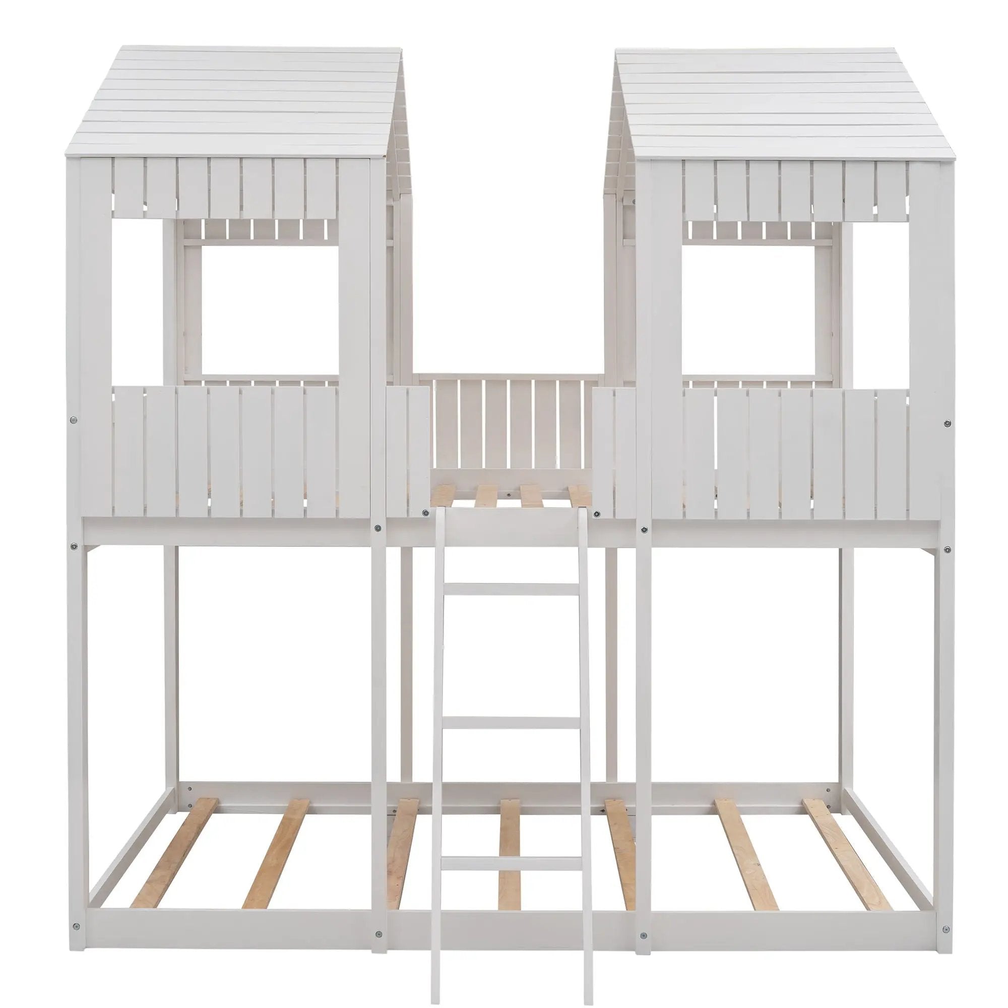 Bunk Bed With Roof, Window, Guardrail, Ladder by Unique Piece Furniture