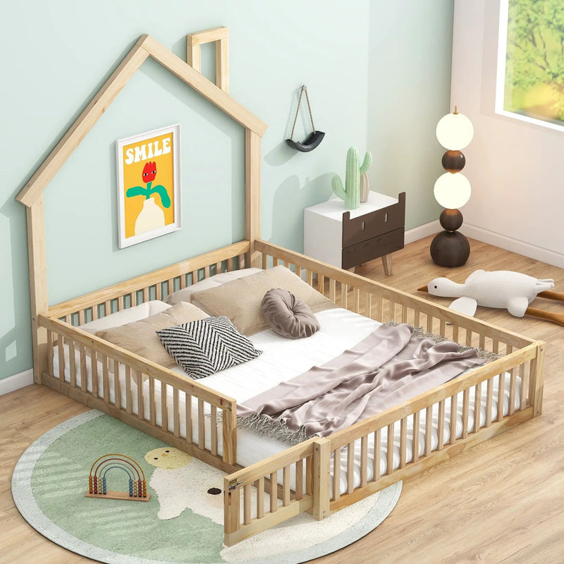 House Platform Bed With Guardrail by Unique Piece Furniture