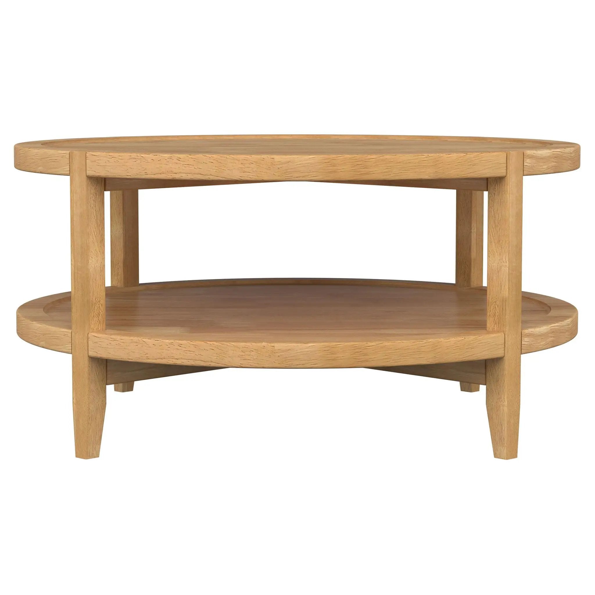 Camillo Round Solid Wood Coffee Table Maple Brown by Unique Piece Furniture