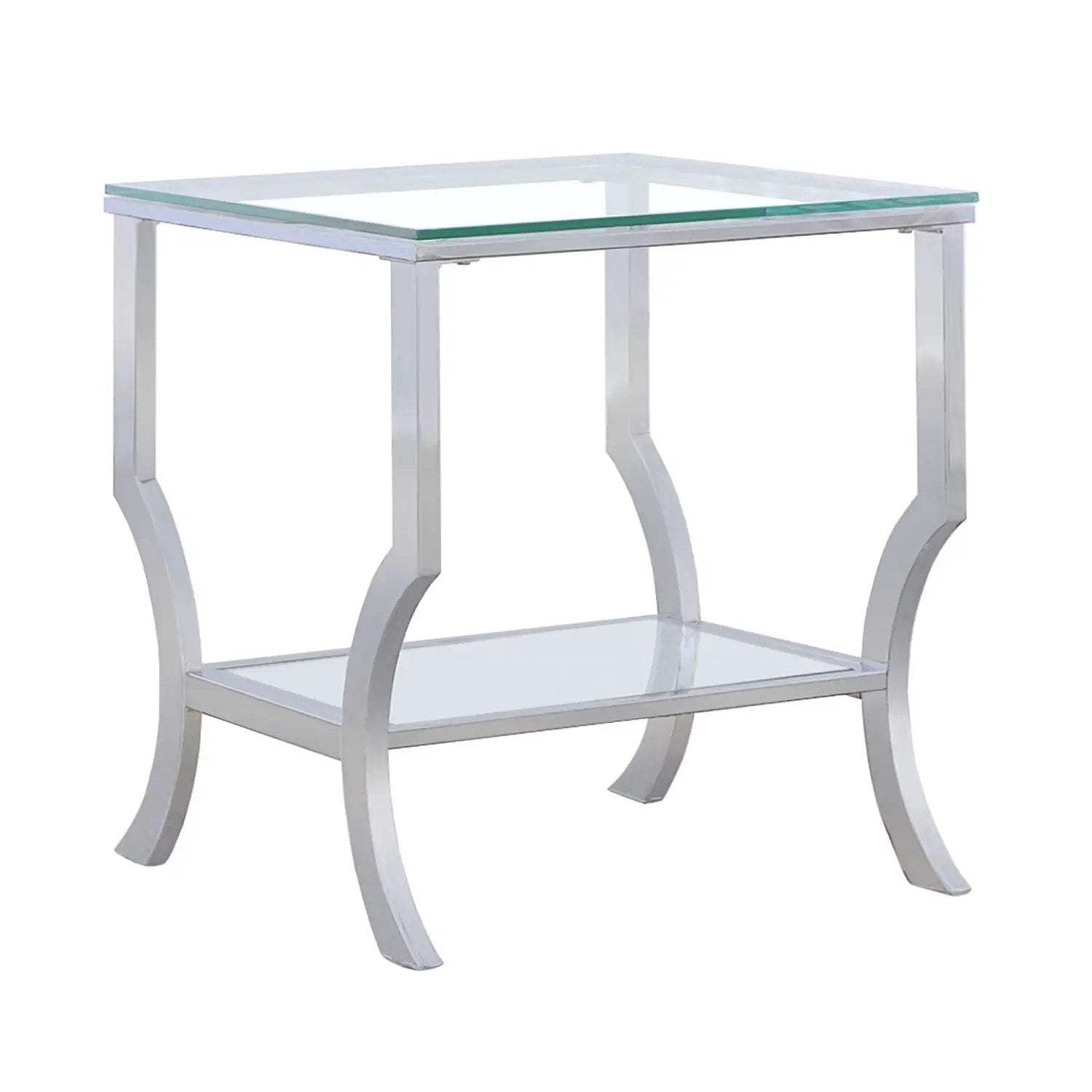 Porch & Den - Square Top End Table Elegance Glass - Chrome by HouseOfZazla