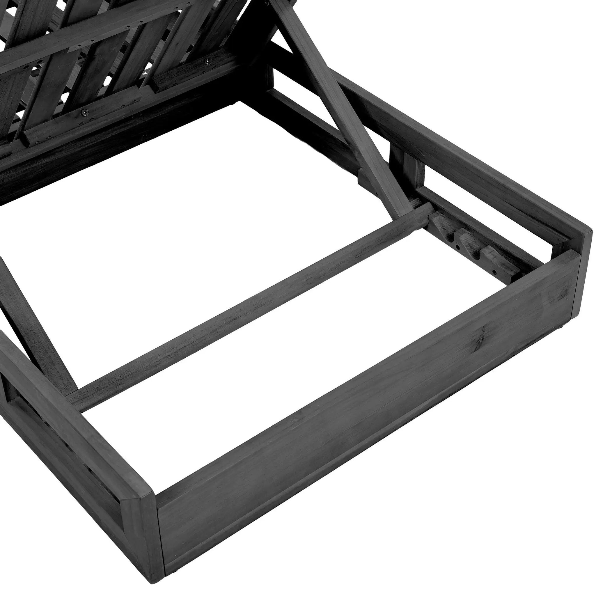 2/3 Foldable Acacia Wood Lounge Chair with Adjustable Backrest & Flat Storage Surface by HouseOfZazla
