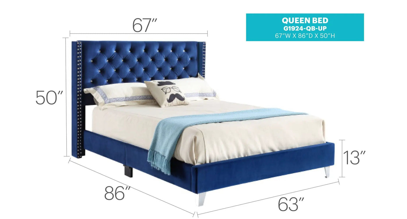 Upholstered Nailhead Trim Chic Bed by HouseOfZazla