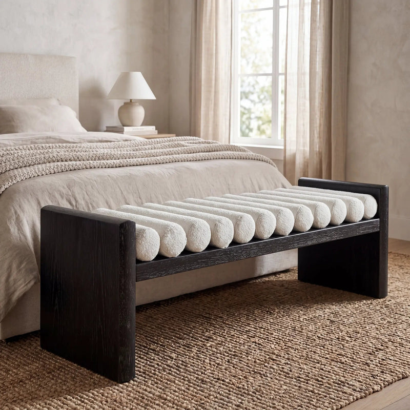 62.8" Modern Chenille Upholstered Bench by HouseOfZazla