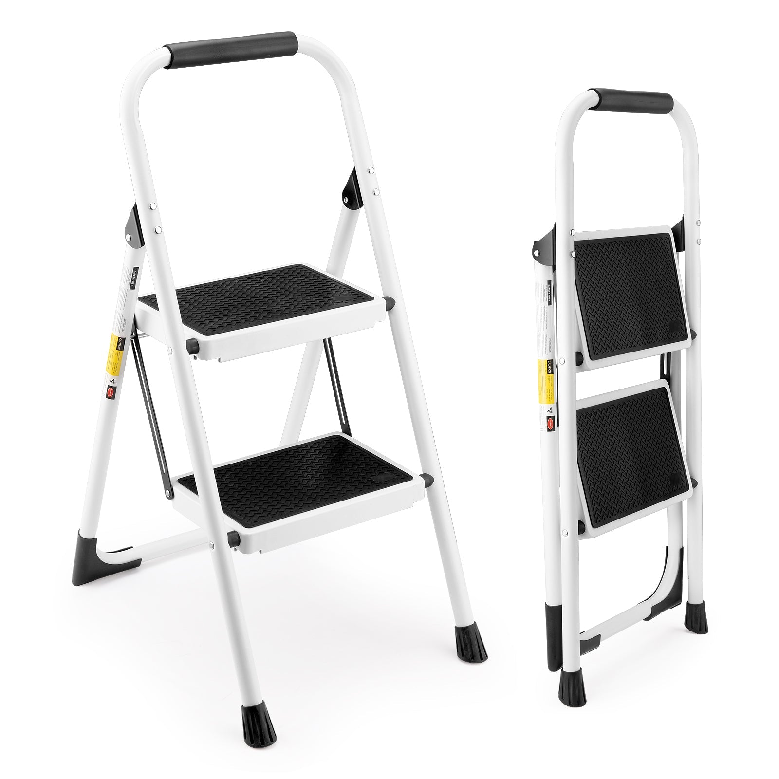 2 Step Ladder Folding Step Stool with Anti-Slip Wide Pedal by HouseOfZazla