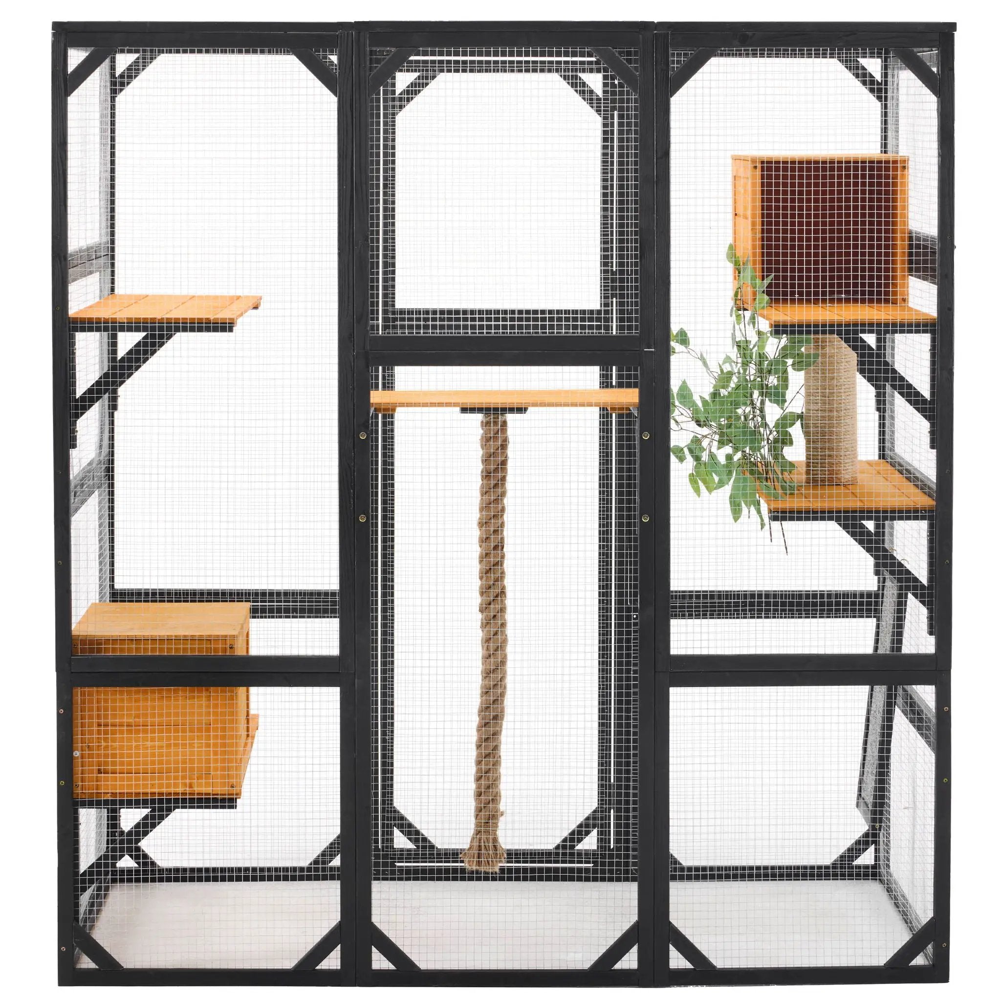 Outdoor Cat House, Diy Cat Enclosure Catio With Double Enter Doors by HouseOfZazla