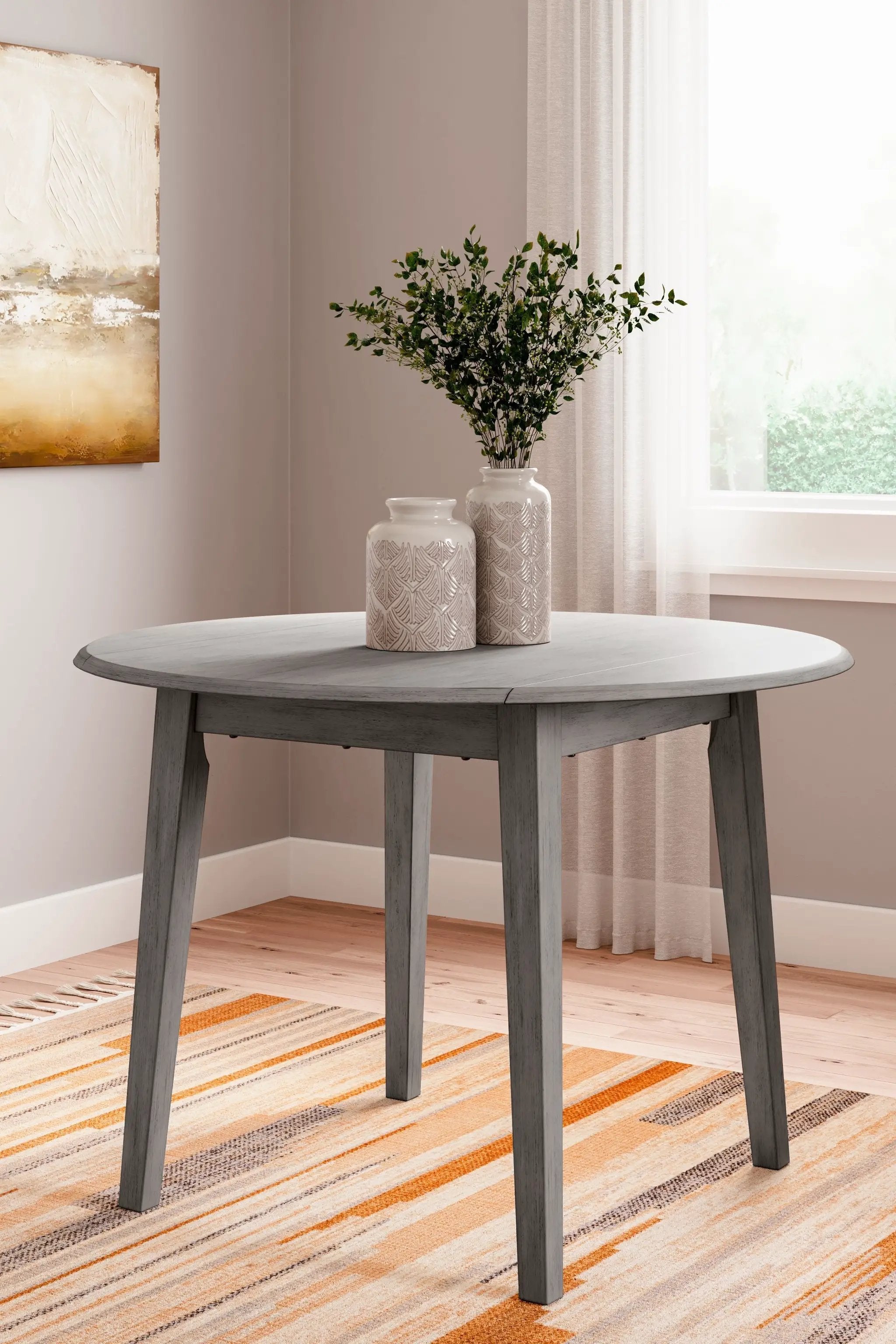Shullden - Round Drm Drop Leaf Table - Gray by Unique Piece Furniture
