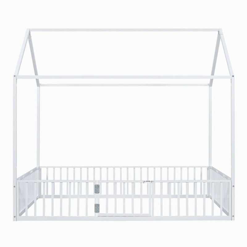 Metal House Bed With Fence And Door by HouseOfZazla