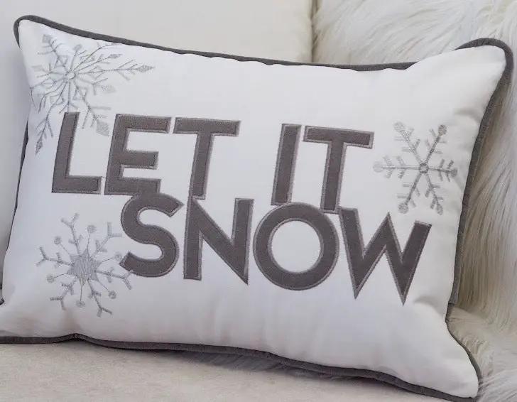 Nneka Let It Snow White Velvet Lumbar Pillow with Insert 14x20 by HouseOfZazla