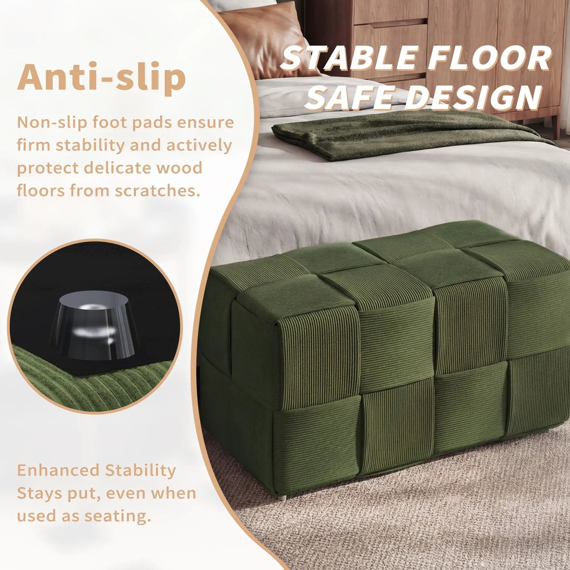 Modern Ottoman Foot Rest With Woven Design by Unique Piece Furniture