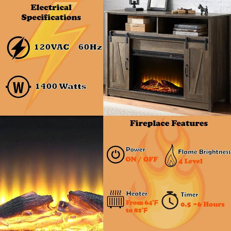 Tobias - 38" Fireplace - Rustic Oak by Unique Piece Furniture