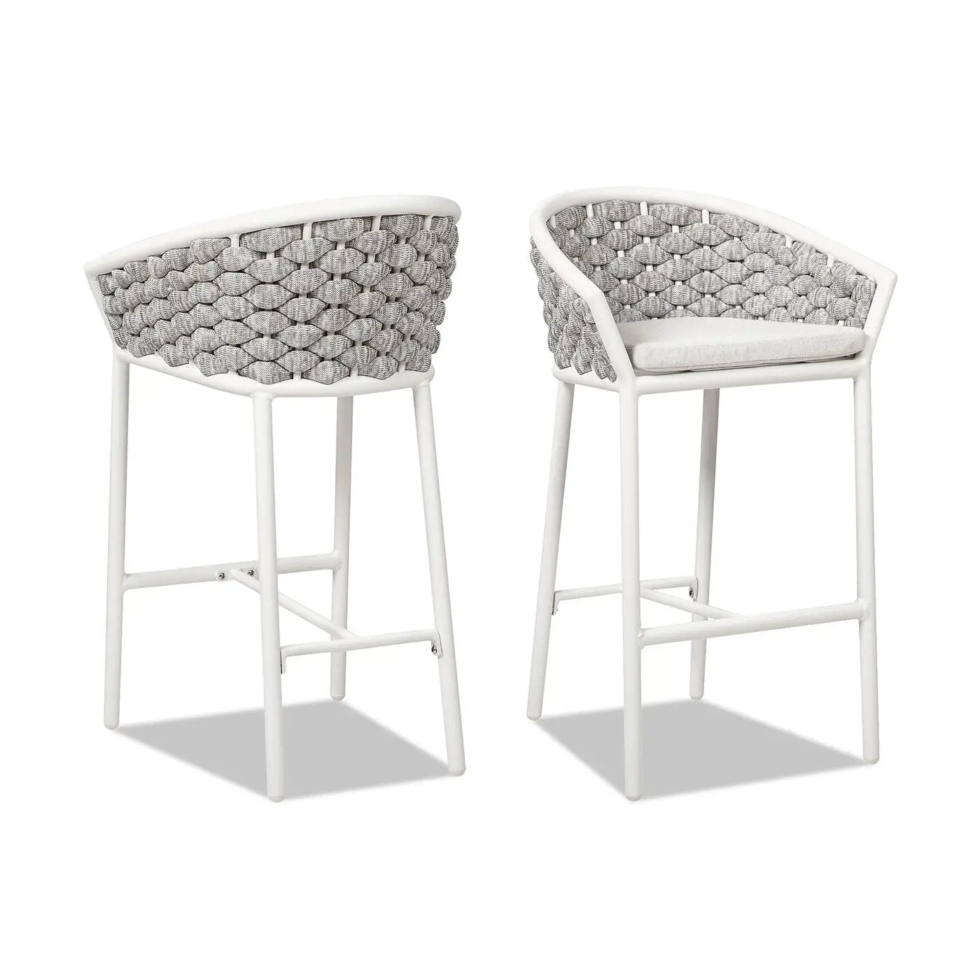 Rowan - Rope Barrel Low Back Patio Counter Stool (Set of 2) - Optic White by Unique Piece Furniture