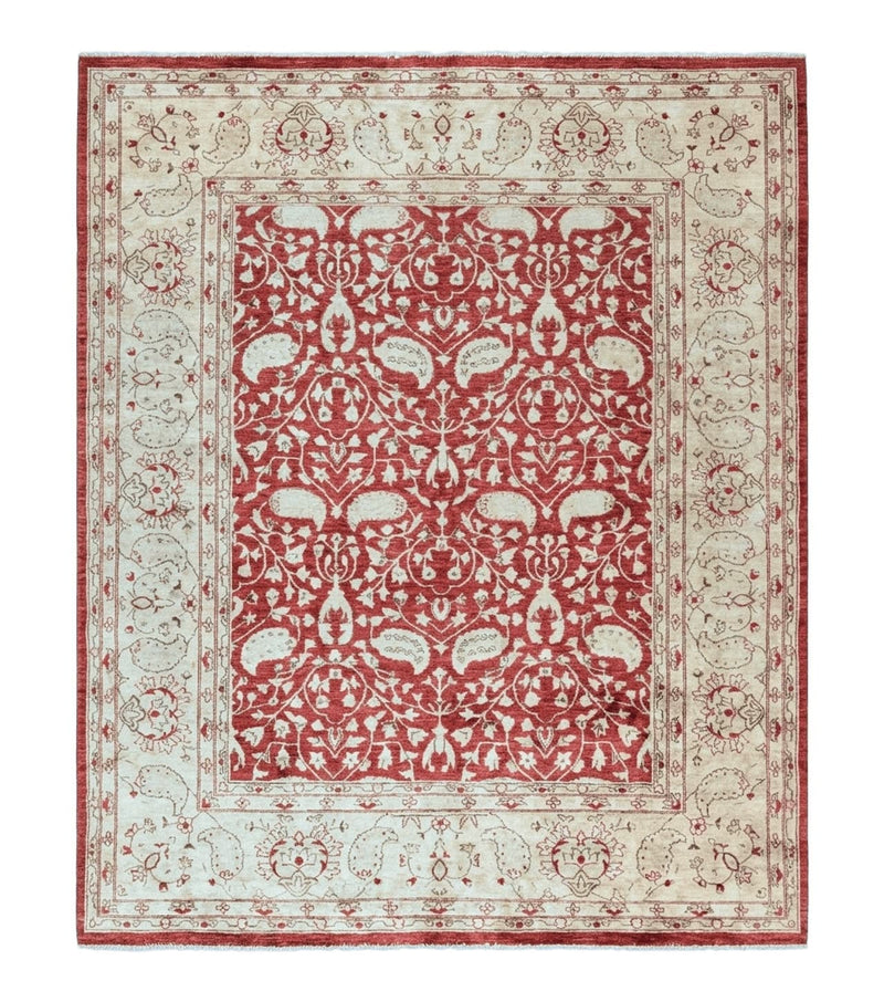 Pakistani Chobi Rug 8x10, Red, Handmade by Jewel Rugs