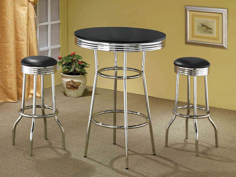 Retro Round 30-inch 1950's Bistro Pub Height Bar Table Black by Unique Piece Furniture