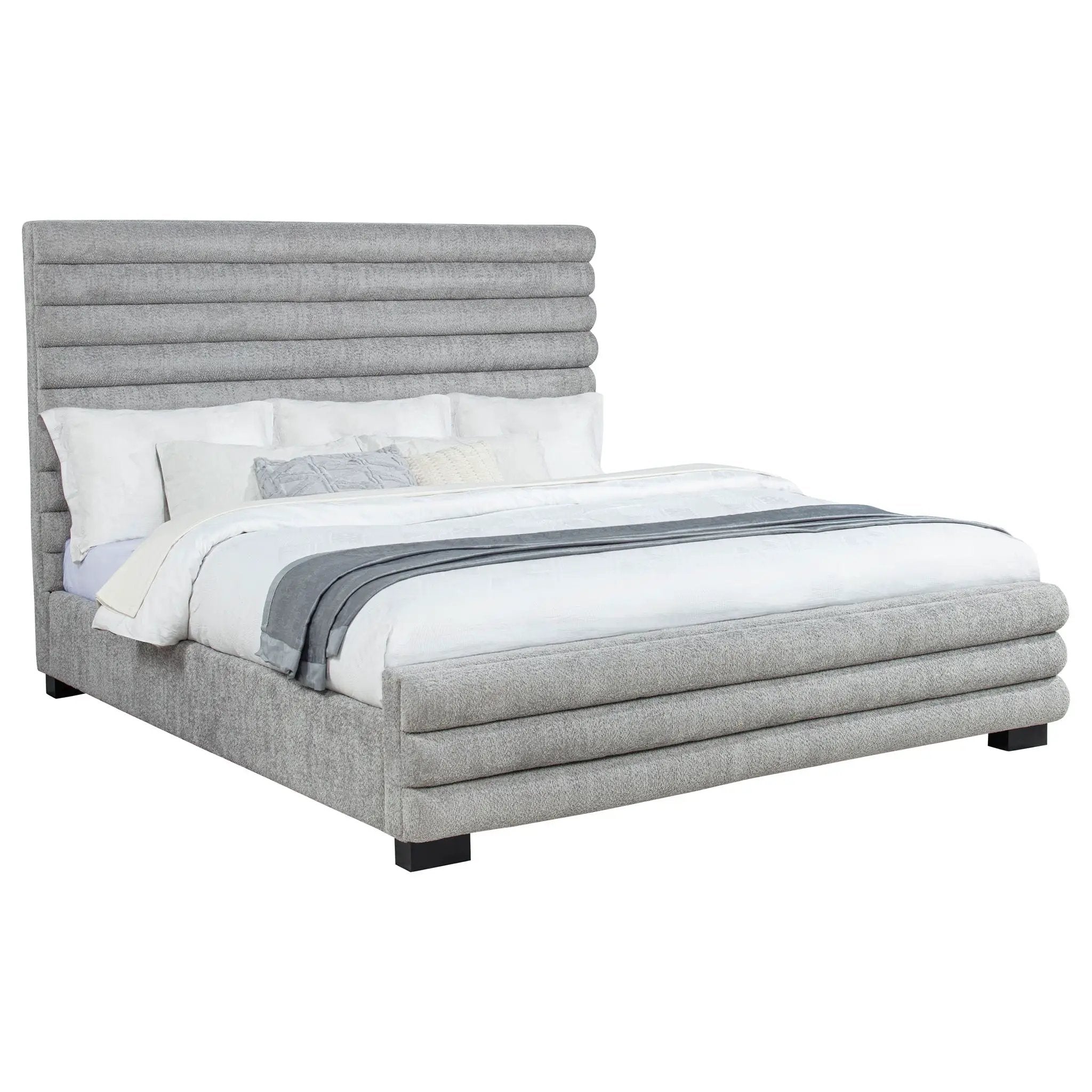 Fandango - Eastern Bed With Rolled Tufting - Gray by HouseOfZazla