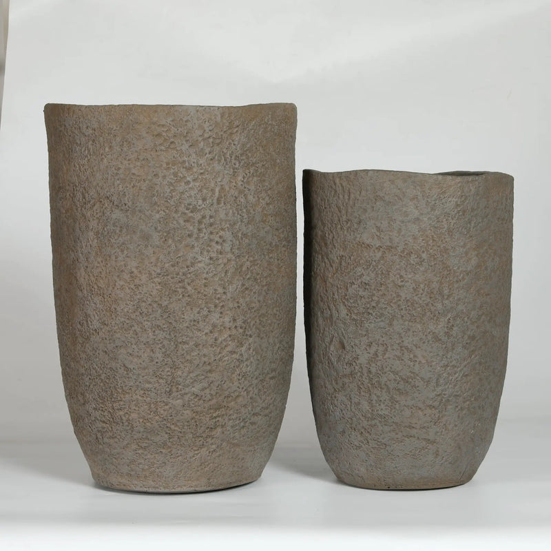 Round Concrete Planter Set of 2, Large Indoor & Outdoor Planter Pots by HouseOfZazla