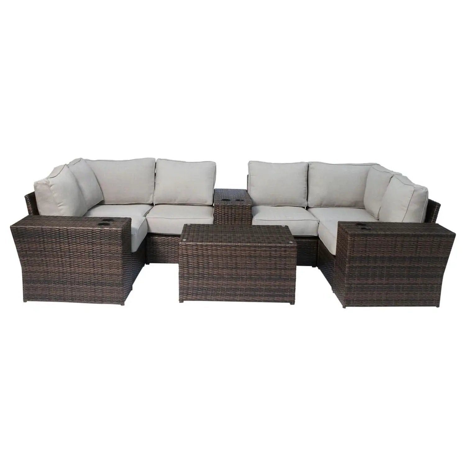Outdoor Wicker Sectional With Weather Resistant Cushions And Table by HouseOfZazla