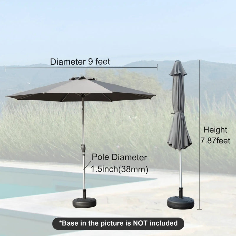 9FT Patio Umbrella, Outdoor Table Umbrella with Push Button Tilt and Crank, UV Protection Waterproof Market Sun Umbrella by HouseOfZazla