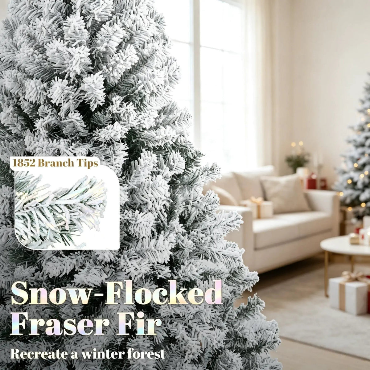 9 Ft Pre-Lit Flocked Fraser Fir Artificial Christmas Tree by HouseOfZazla