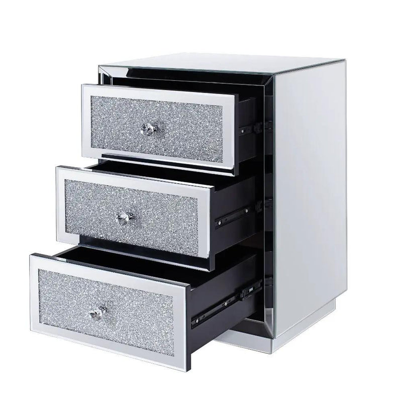 Noralie - 26" Accent Table - Mirrored, Faux Diamonds by Unique Piece Furniture
