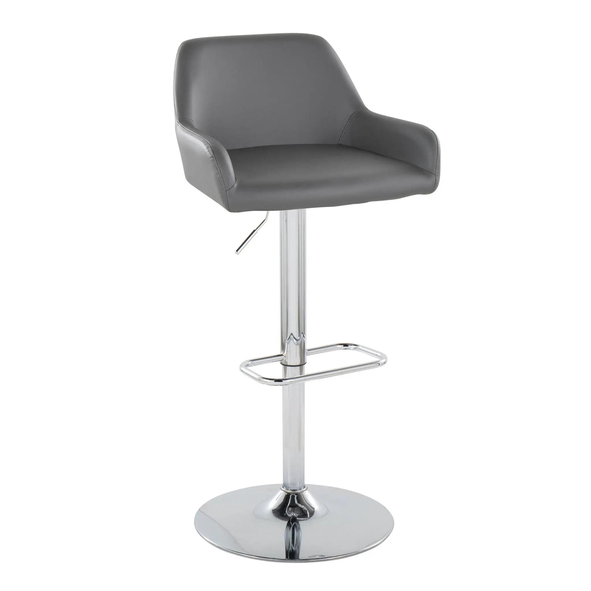 Daniella - Contemporary Adjustable Barstool With Swivel With Rounded Rectangle Footrest (Set of 2) by HouseOfZazla