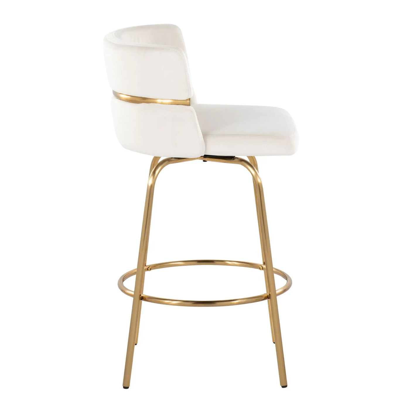 Cinch - Glam / Art Deco Fixed Height Counter Stool With Swivel With Round Footrest (Set of 2) by HouseOfZazla