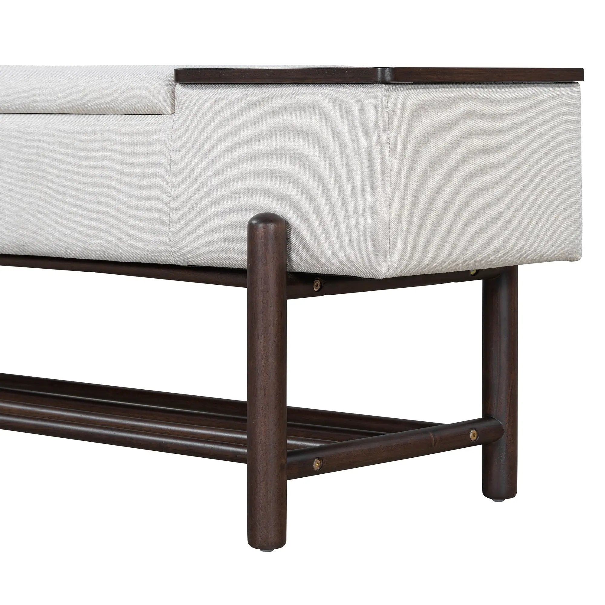 TREXM Farmhouse Upholstered Storage Bench with Hidden Compartment - Espresso by HouseOfZazla