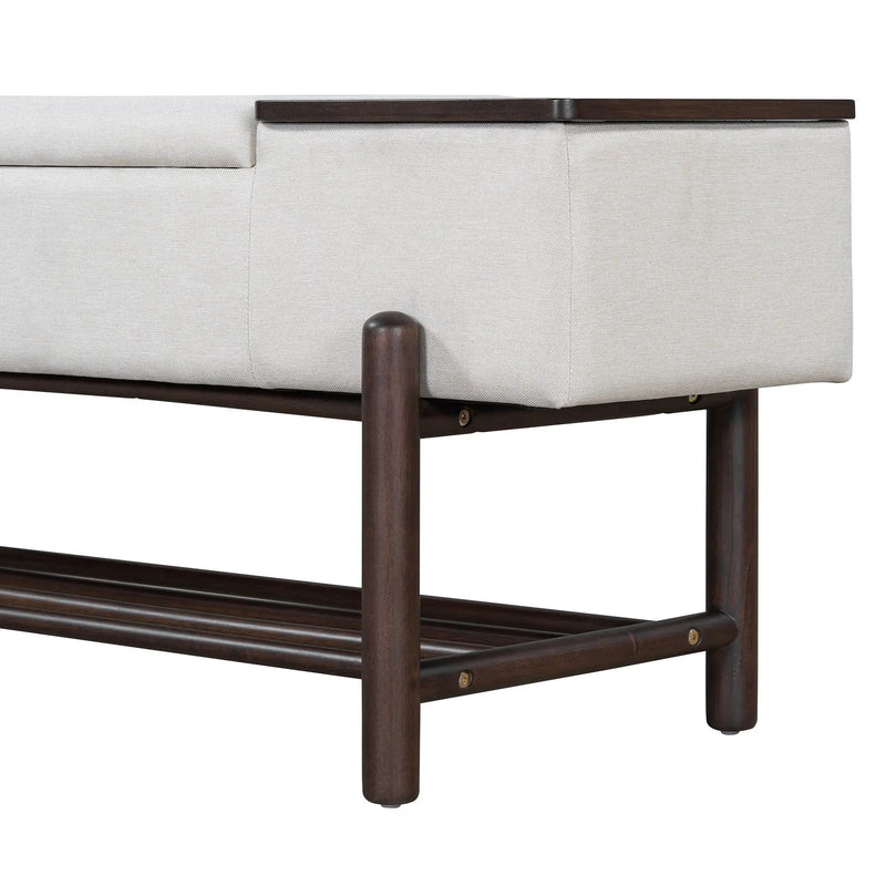 TREXM Farmhouse Upholstered Storage Bench with Hidden Compartment - Espresso by HouseOfZazla