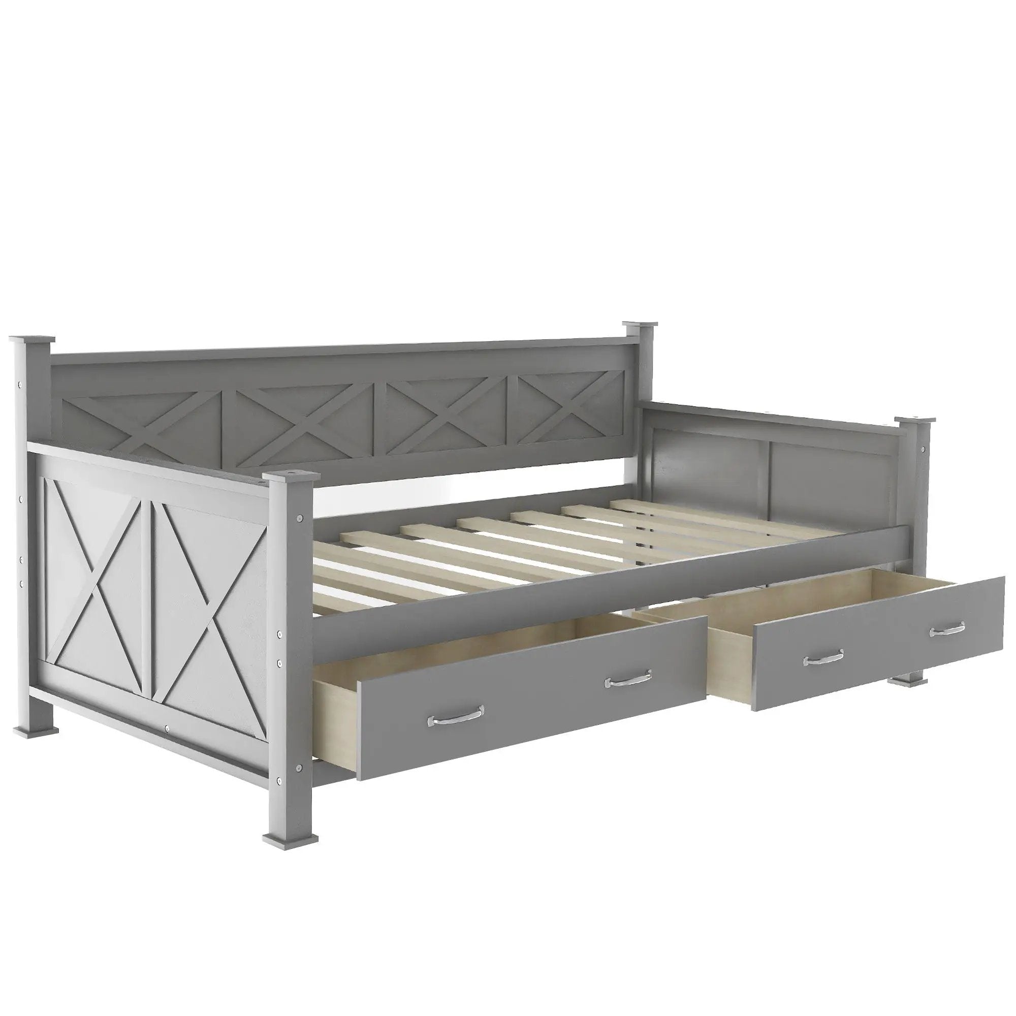 Modern Daybed With 2 Large Drawers, X Shaped Frame by Unique Piece Furniture