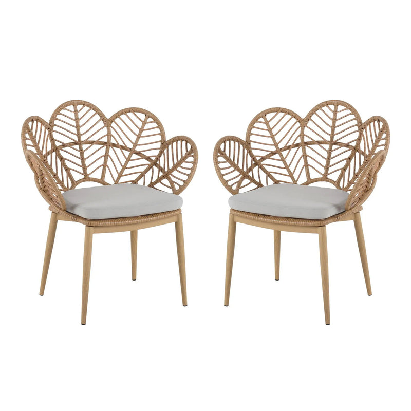 Kirk Outdoor Wicker Peacock Shape Papasan Style Chair Set of 2 by HouseOfZazla