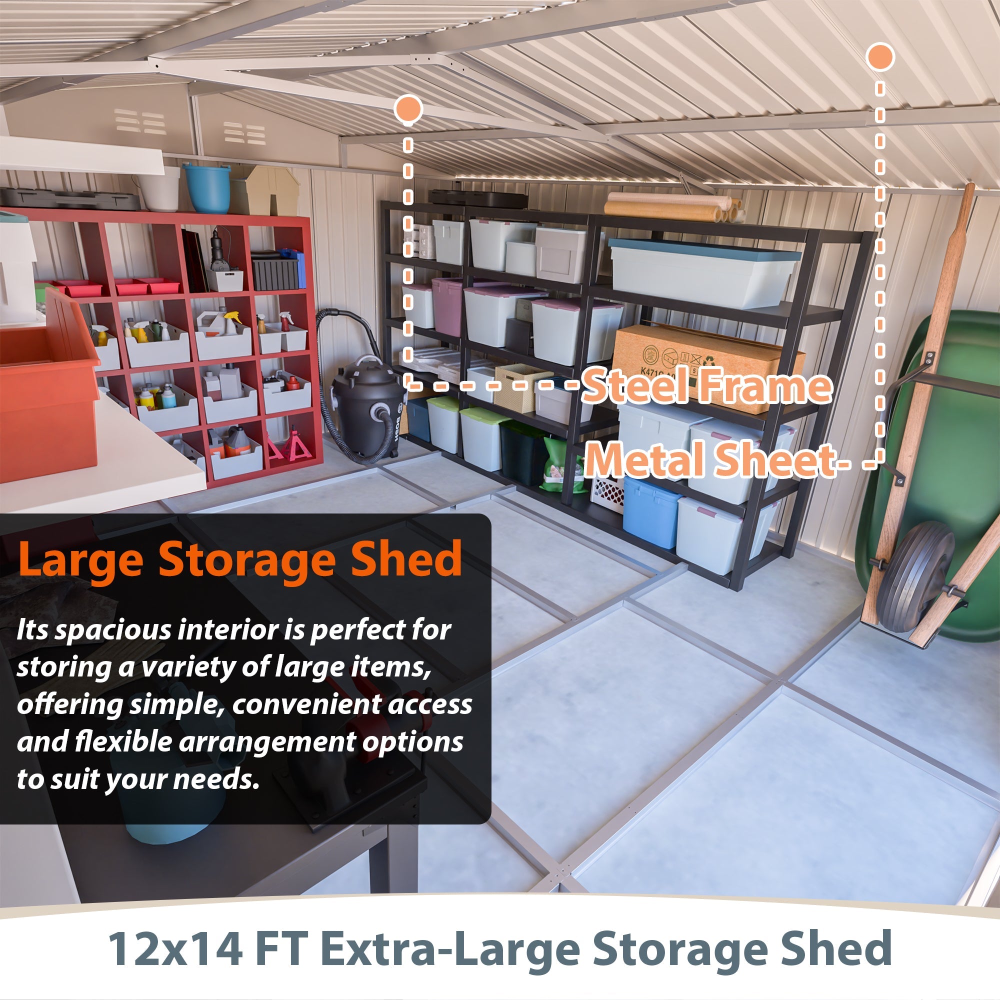 12×14 ft Outdoor Metal Storage Shed by HouseOfZazla