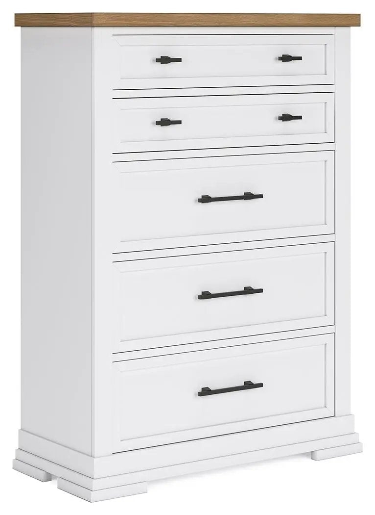 Ashbryn - Five Drawer Chest - White / Natural by Unique Piece Furniture