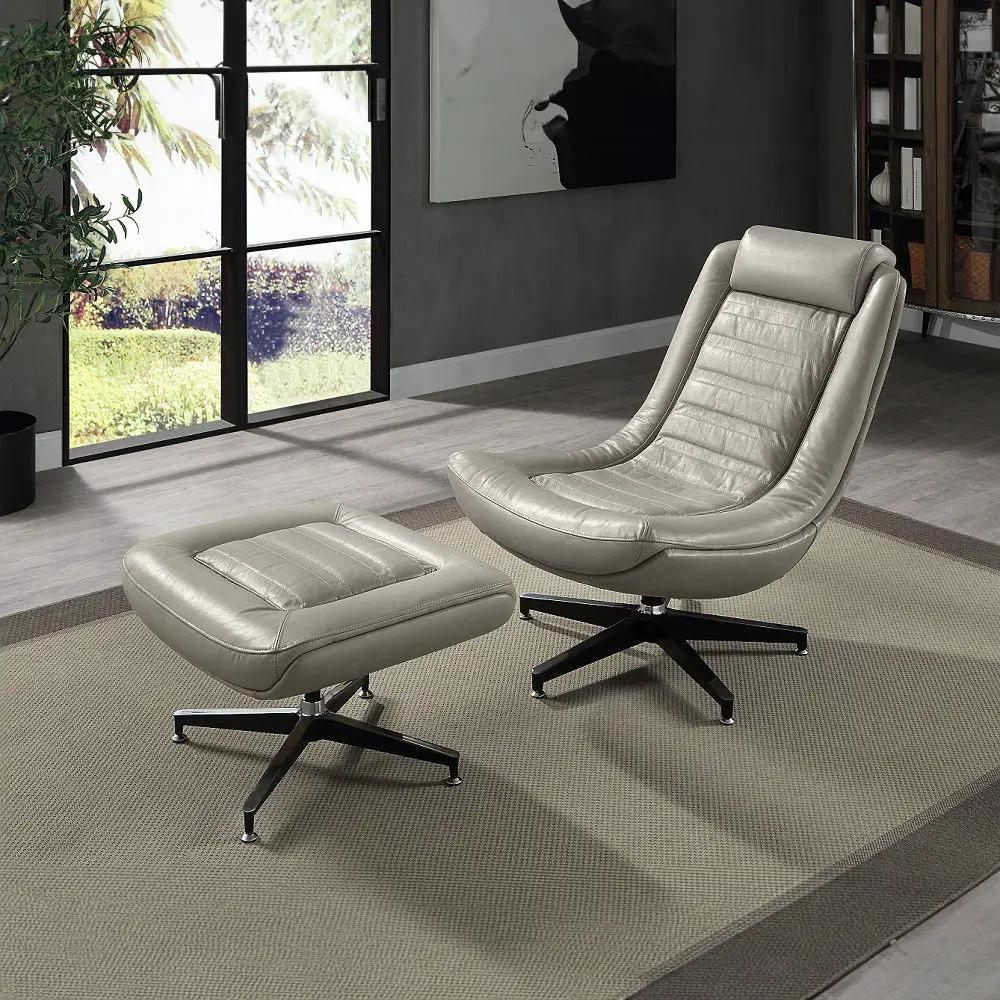Piran - Ottoman - Twilight Top Grain Leather by Unique Piece Furniture