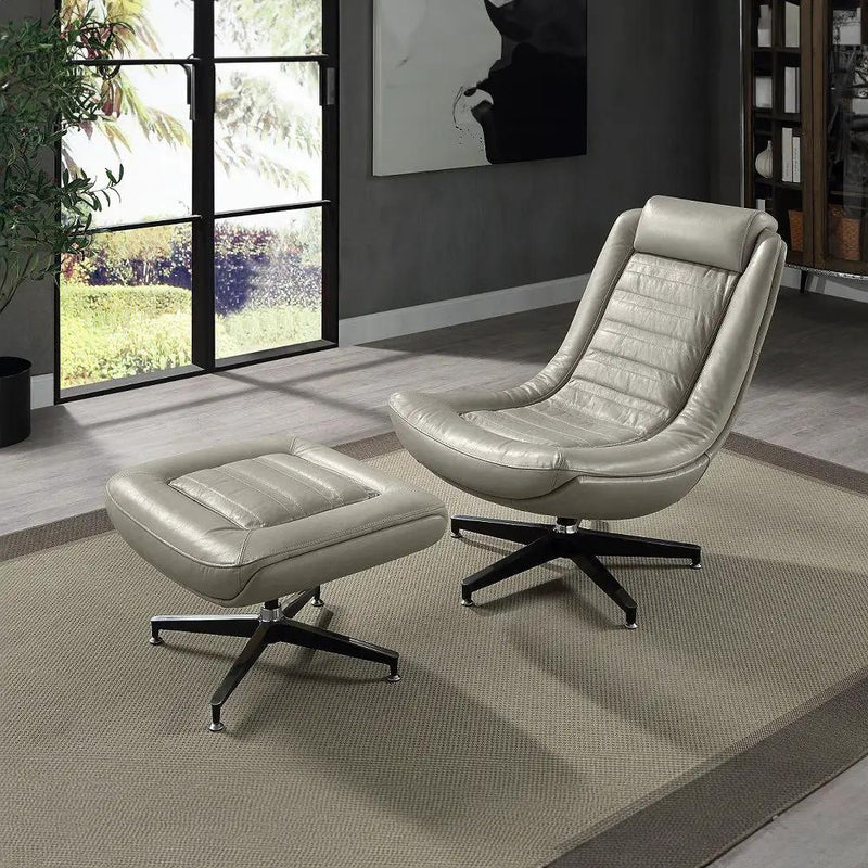 Piran - Ottoman - Twilight Top Grain Leather by Unique Piece Furniture