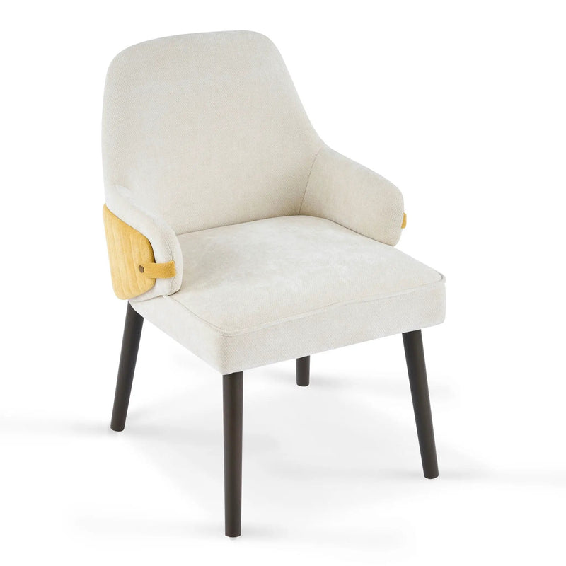 Indoor Dining Chair Set of 2 with Sturdy Frame - Beige / Yellow