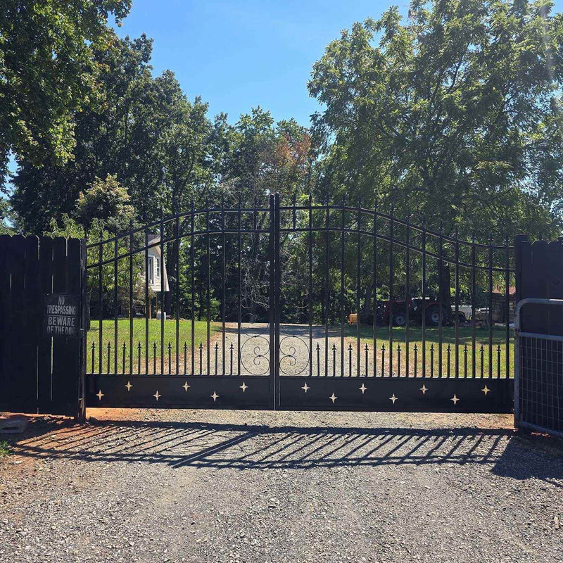 16x8 ft Dual Swing Driveway Gate with Star Pattern by Chery Industrial