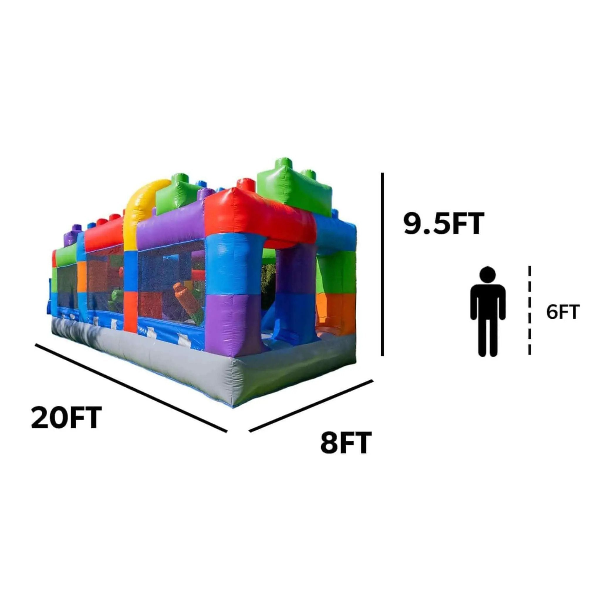 20FT Giant Multicolor Block Inflatable Obstacle Course With Large Mesh Windows (SAK75192) by SAKSBY WHOLESALE