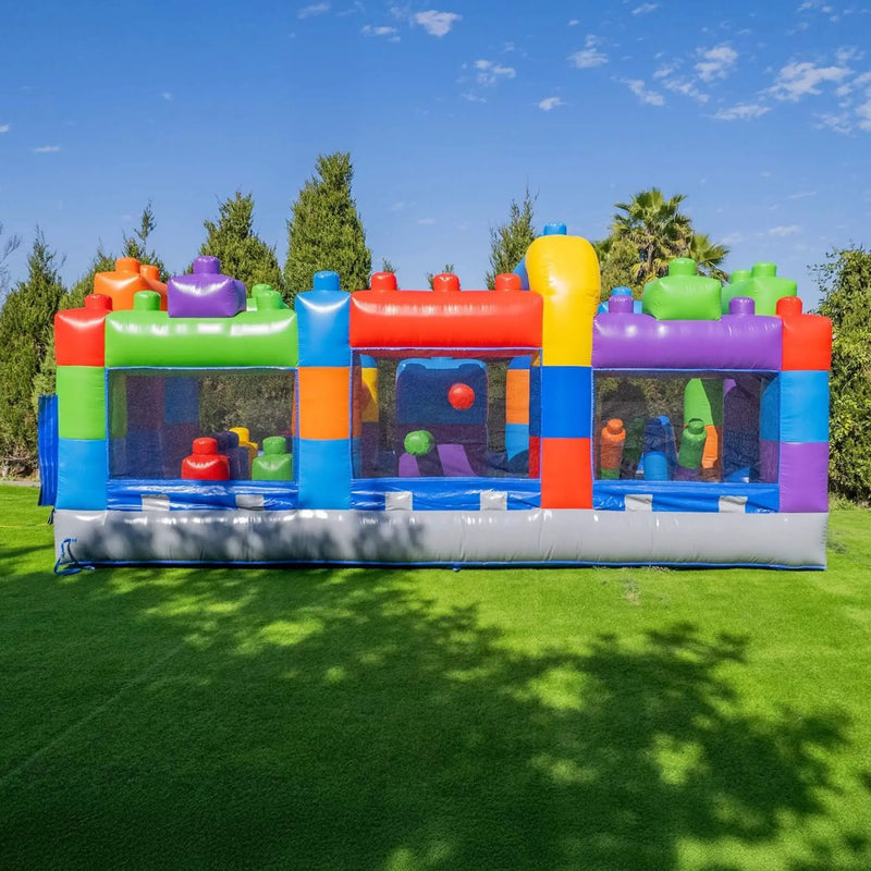 20FT Giant Multicolor Block Inflatable Obstacle Course With Large Mesh Windows (SAK75192) by SAKSBY WHOLESALE