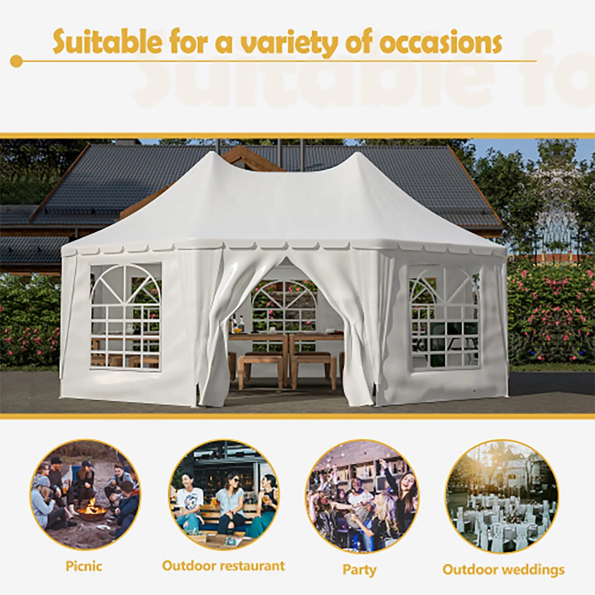 [20X15FT] Extra-Large Heavy-Duty Outdoor Waterproof Party And Wedding Tent With Steel Frame (SAK07645) by SAKSBY WHOLESALE