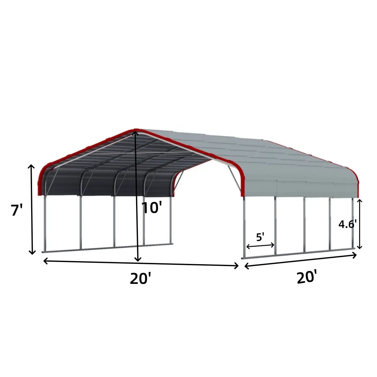 20x20 ft Heavy Duty Metal Garage Carport by Chery Industrial