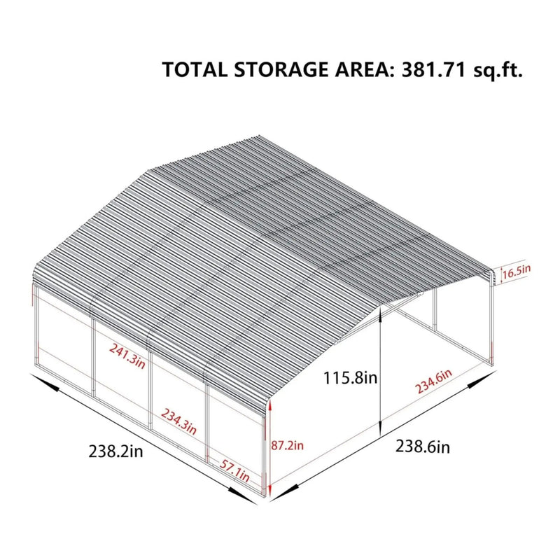 [20X20FT] Alora Extra Large Premium Heavy-Duty Outdoor Metal Carport Shelter (SAK97425) by SAKSBY WHOLESALE