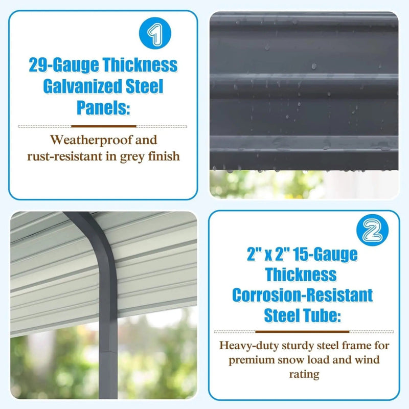 [20X20FT] Alora Extra Large Premium Heavy-Duty Outdoor Metal Carport Shelter (SAK97425) by SAKSBY WHOLESALE
