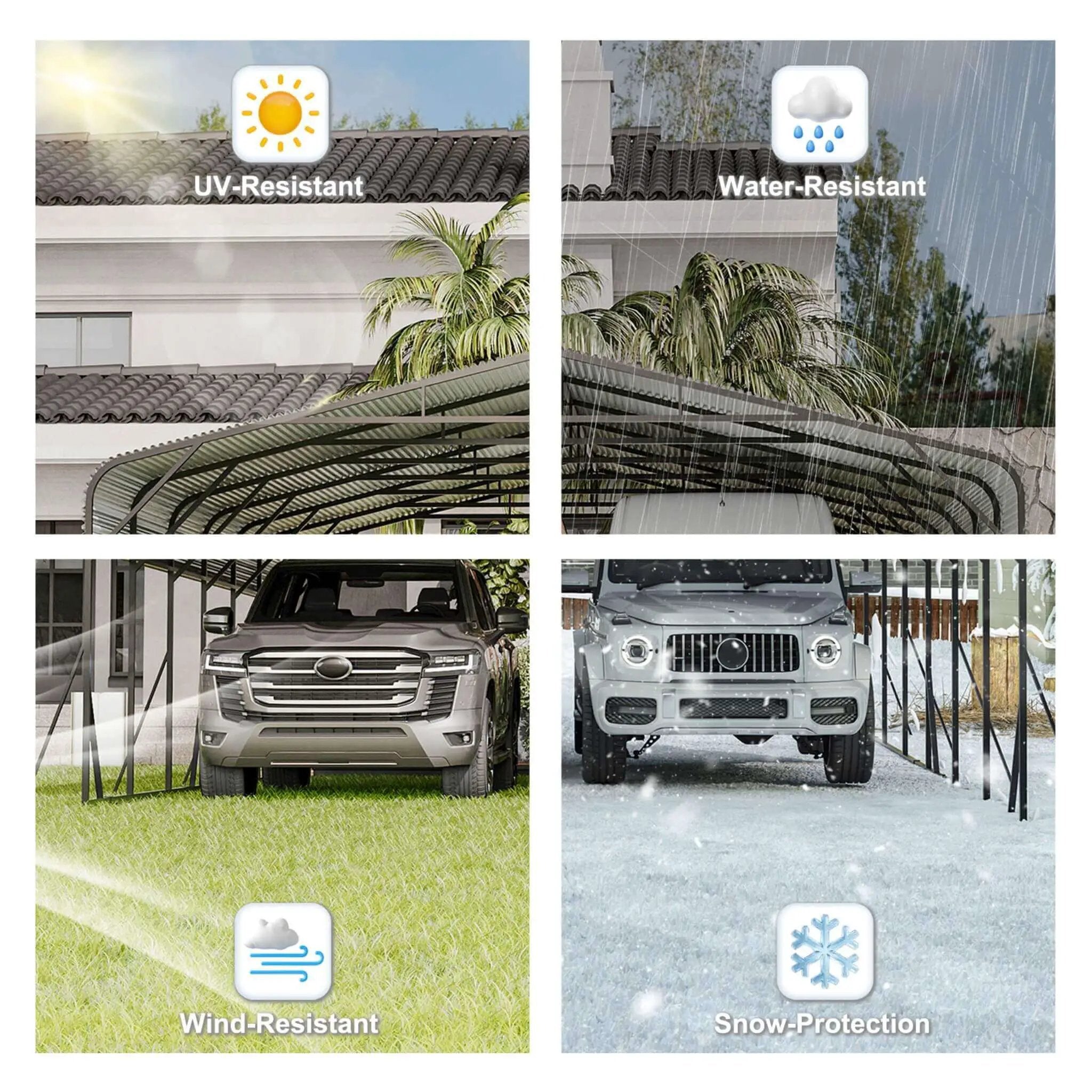[20X30FT] Alora Heavy-Duty Wind-Resistant Steel Roof Carport With Triangular Frame (SAK94812) by SAKSBY WHOLESALE