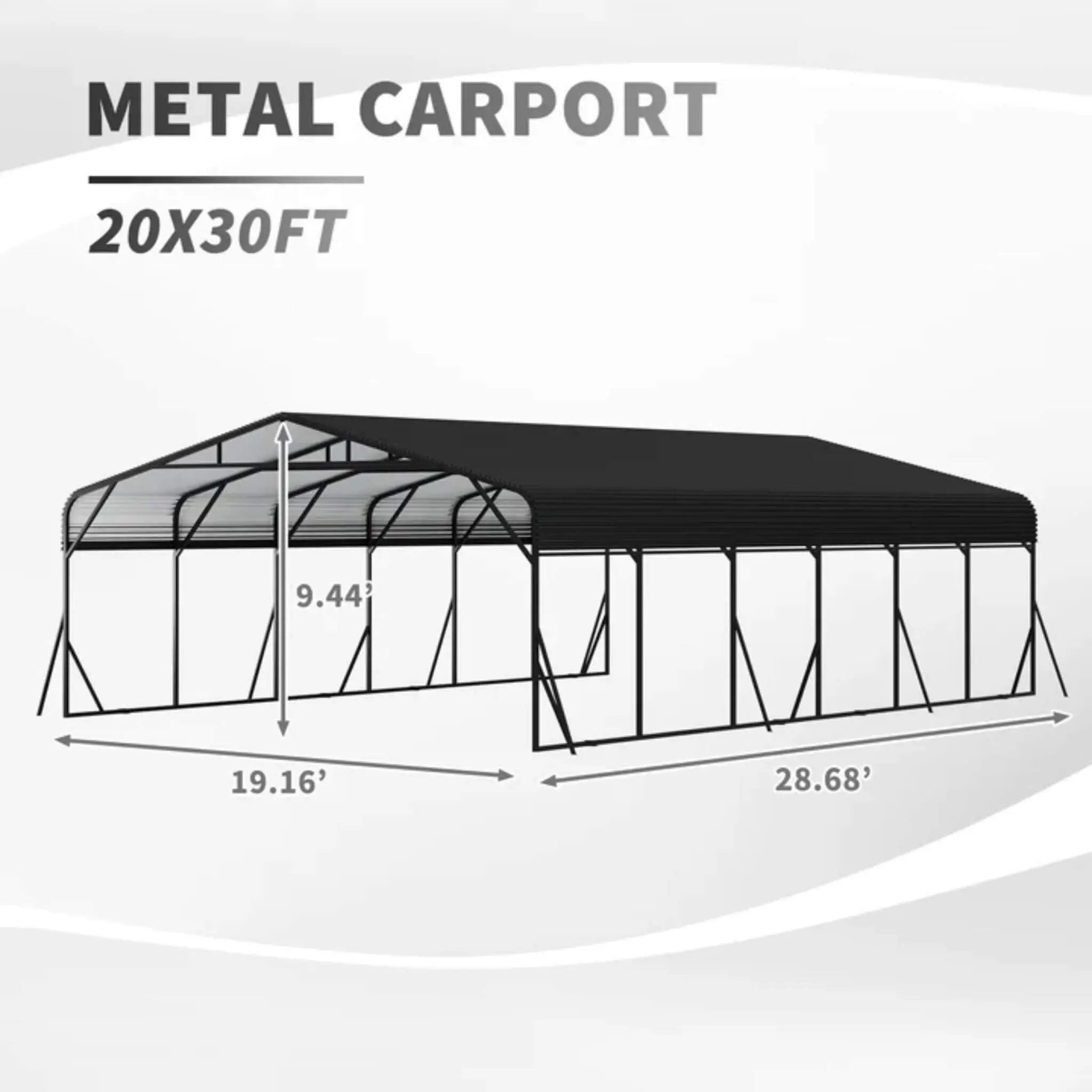 [20X30FT] Alora Heavy-Duty Wind-Resistant Steel Roof Carport With Triangular Frame (SAK94812) by SAKSBY WHOLESALE