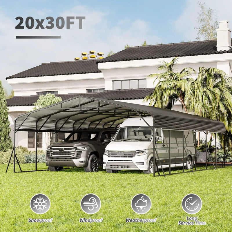 [20X30FT] Alora Heavy-Duty Wind-Resistant Steel Roof Carport With Triangular Frame (SAK94812) by SAKSBY WHOLESALE