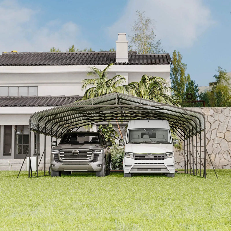 [20X30FT] Alora Heavy-Duty Wind-Resistant Steel Roof Carport With Triangular Frame (SAK94812) by SAKSBY WHOLESALE