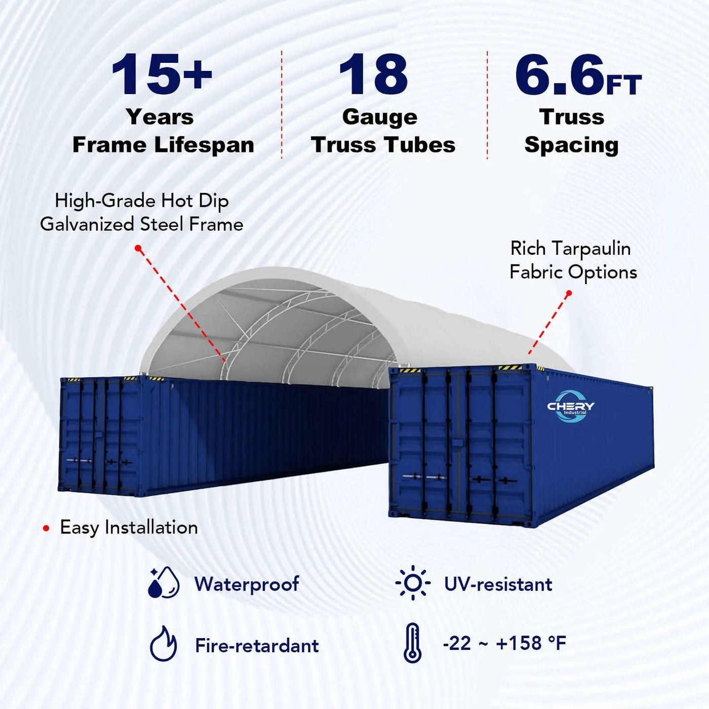 Reinforced 20'x40' Double Truss Container Shelter by Chery Industrial