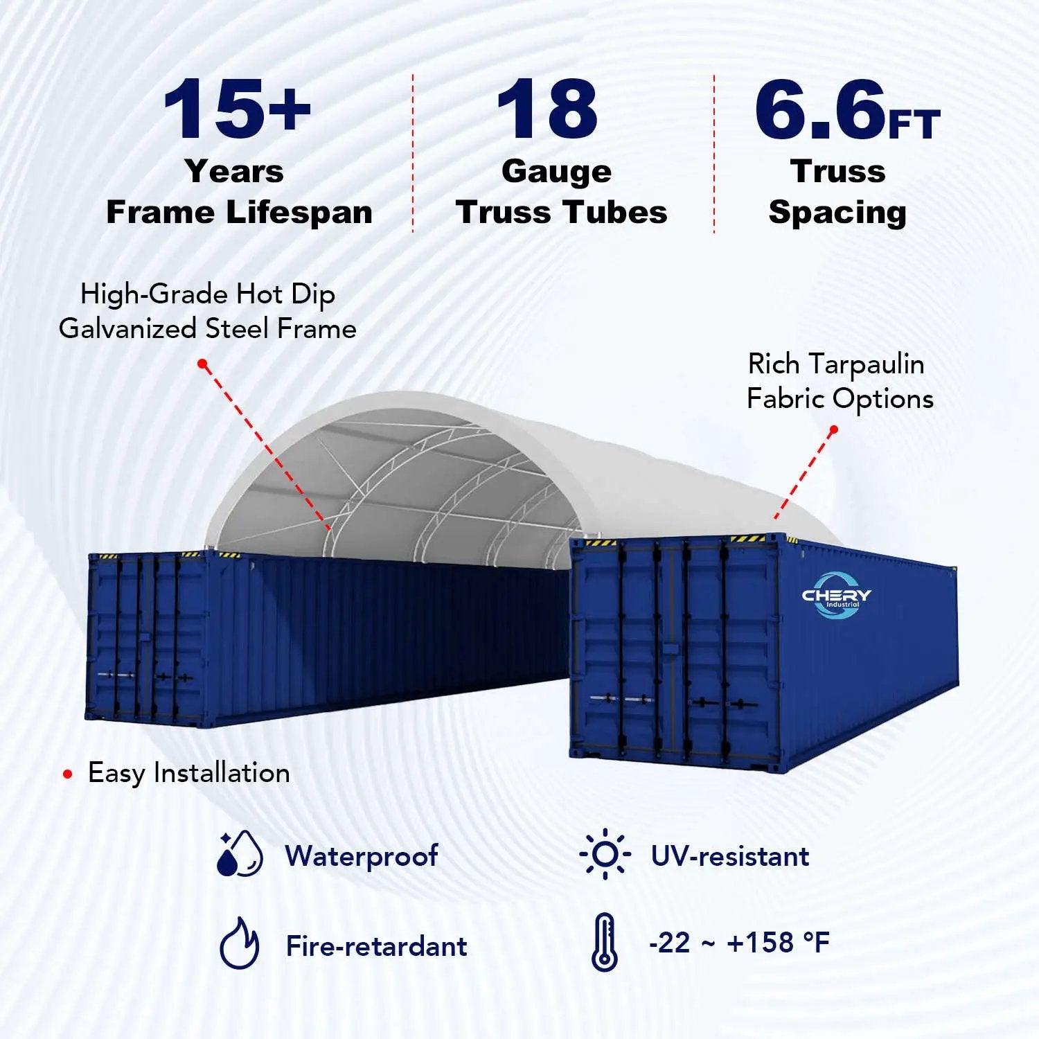 Reinforced 20'x40' Double Truss Container Shelter by Chery Industrial