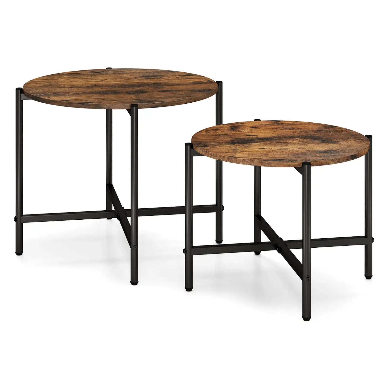 Round Coffee Table Set of 2 with Heavy-Duty Metal Frame by DirectDeals